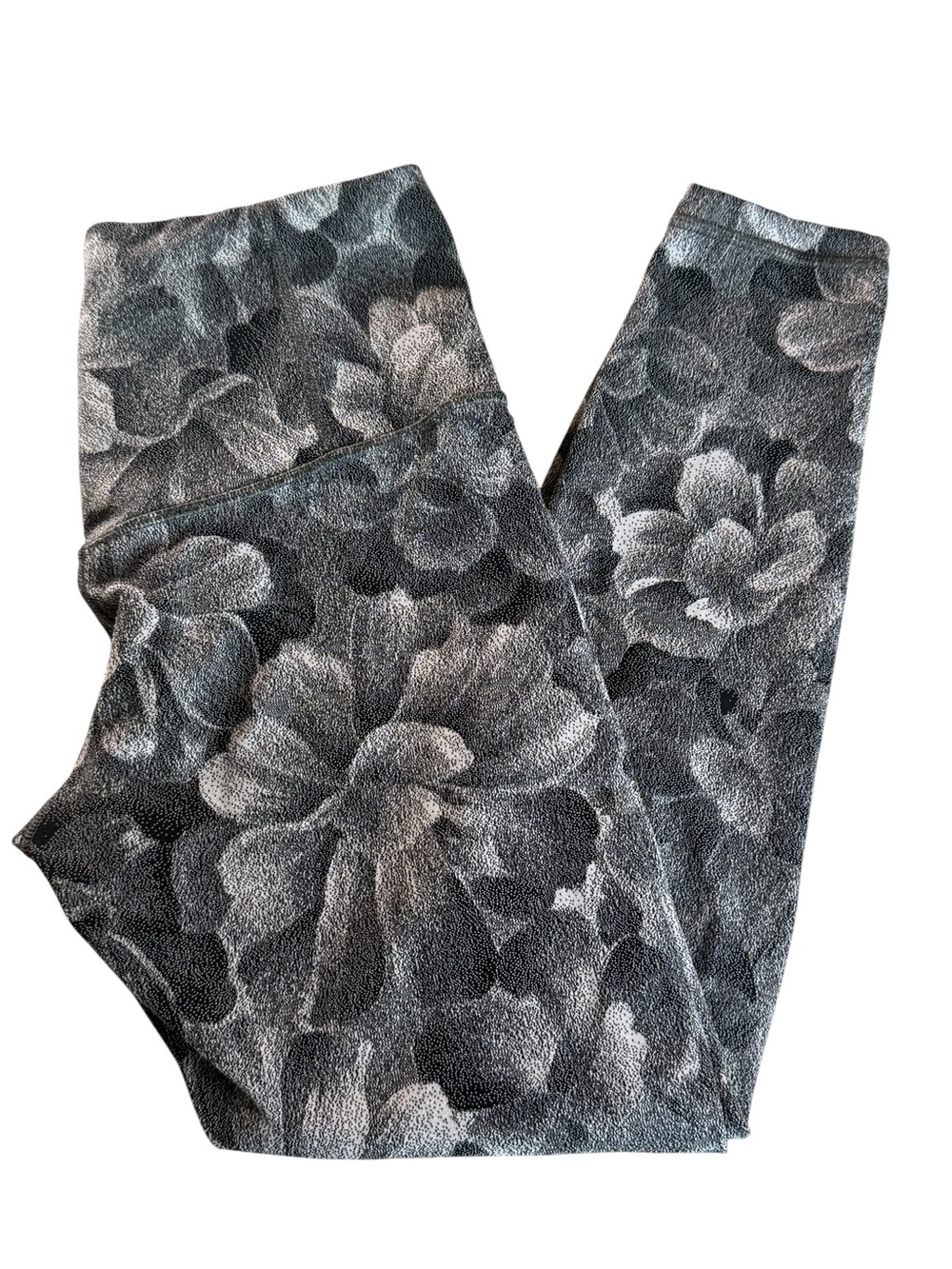 Athleta Elation Textured Tight Floral Leggings Gray and Black Size S